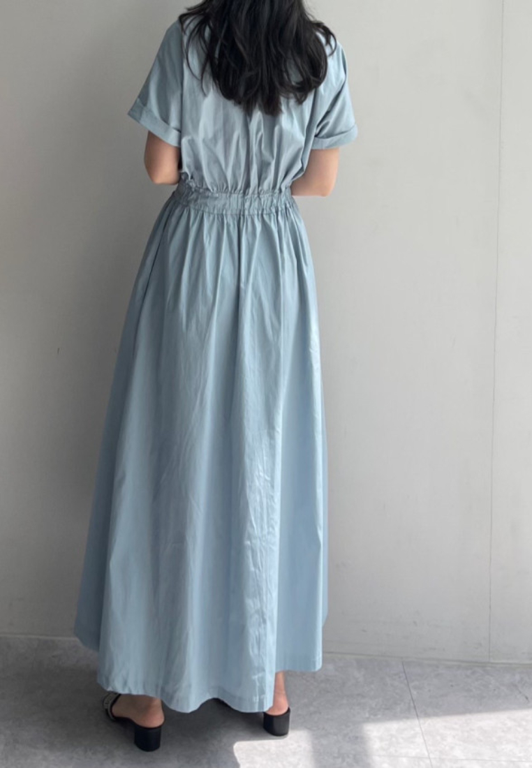 Elegant collar-style single-breasted dress CA25091911BL