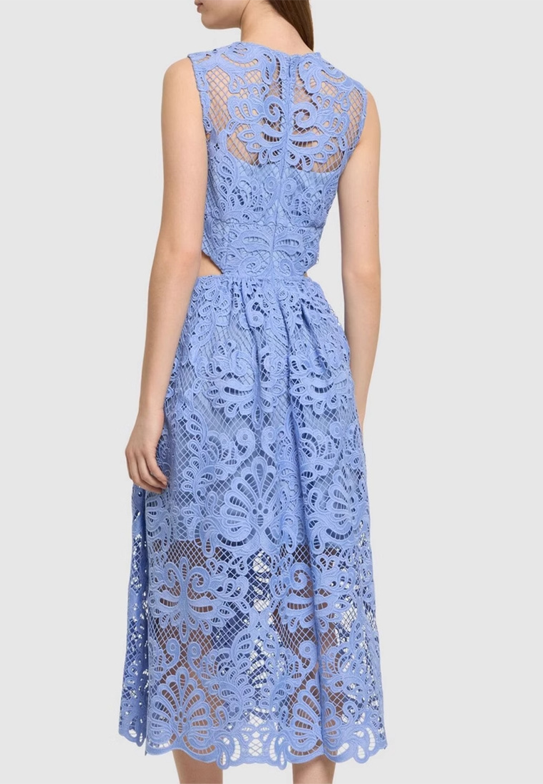 New embroidered hollow waist slim lace vest dress CA25100911BL