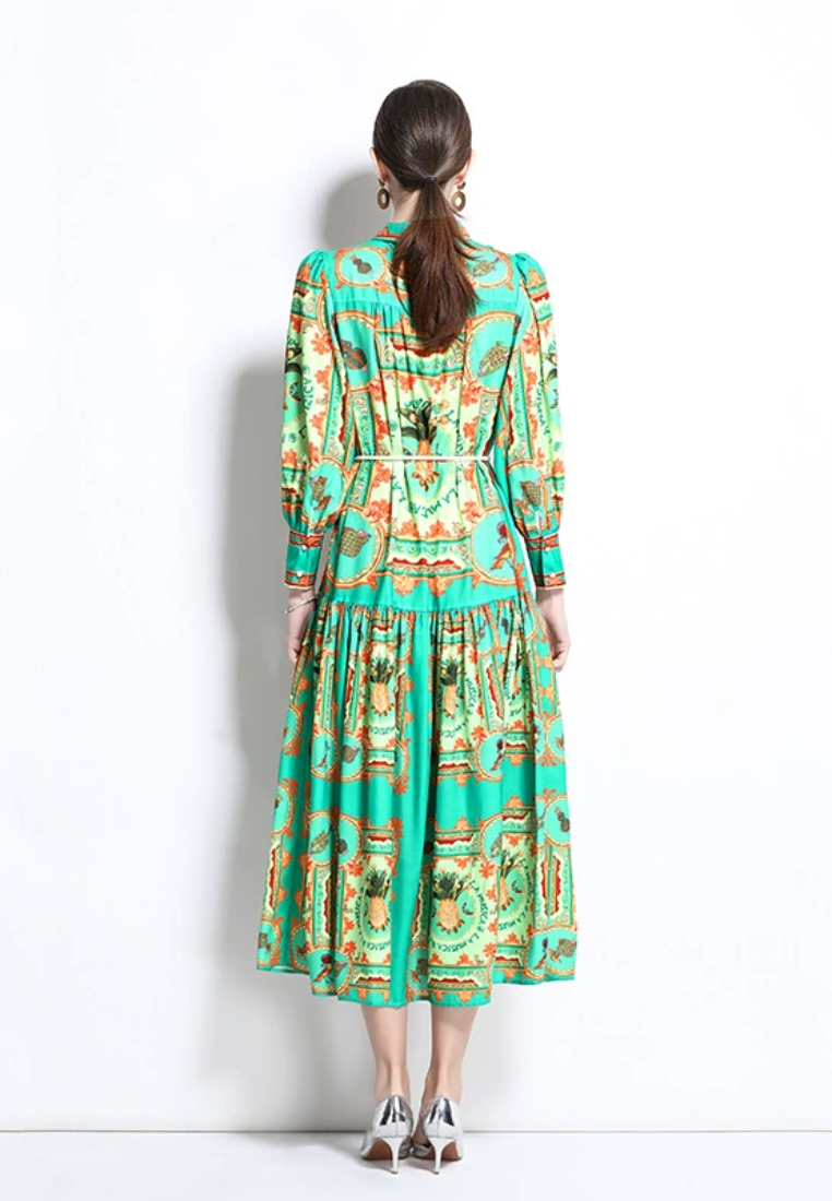 2025 New Lantern Sleeve Printed Dress CA25031211GR