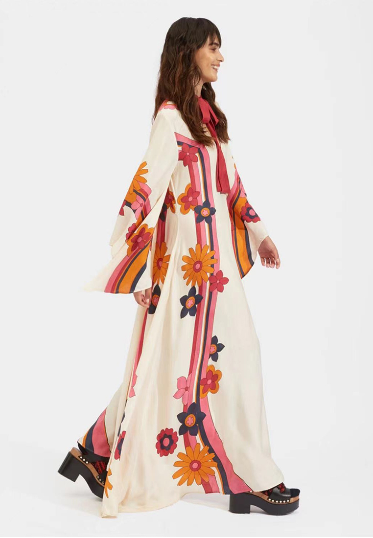 New color blocked printed dress CA241128111BK