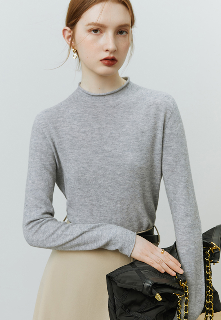 Autumn and winter solid color inner half turtleneck wool bottoming shirt for women CA120411W