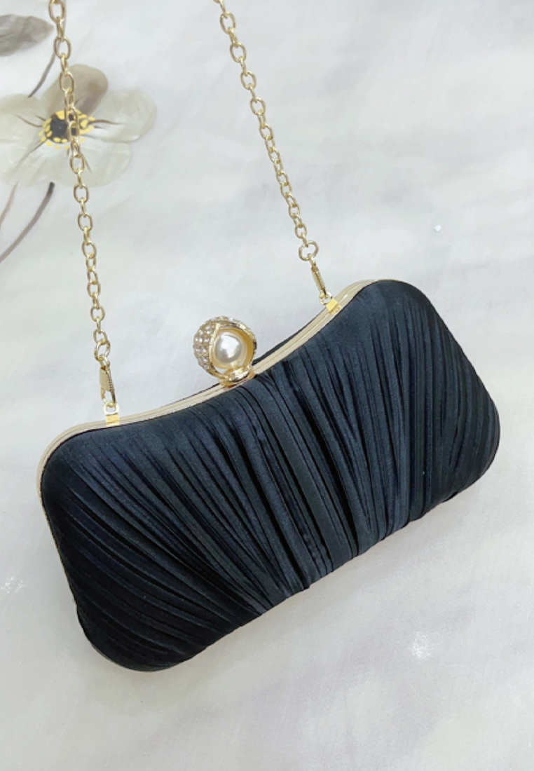 Elegant solid color evening gown party handbag CA24121011BK