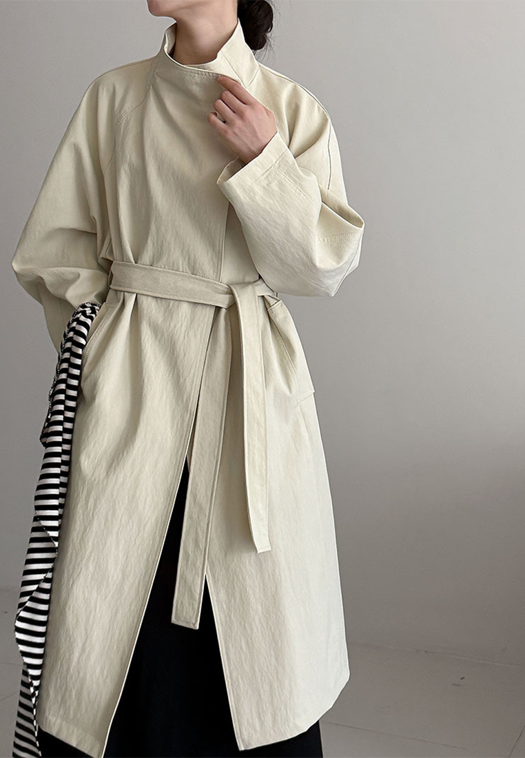 New Autumn Loose-fitting Mid-length Trench Coat CA25102411GY