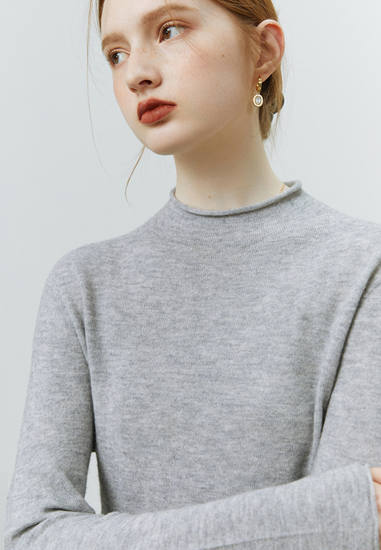 Autumn and winter solid color inner half turtleneck wool bottoming shirt for women CA120411W