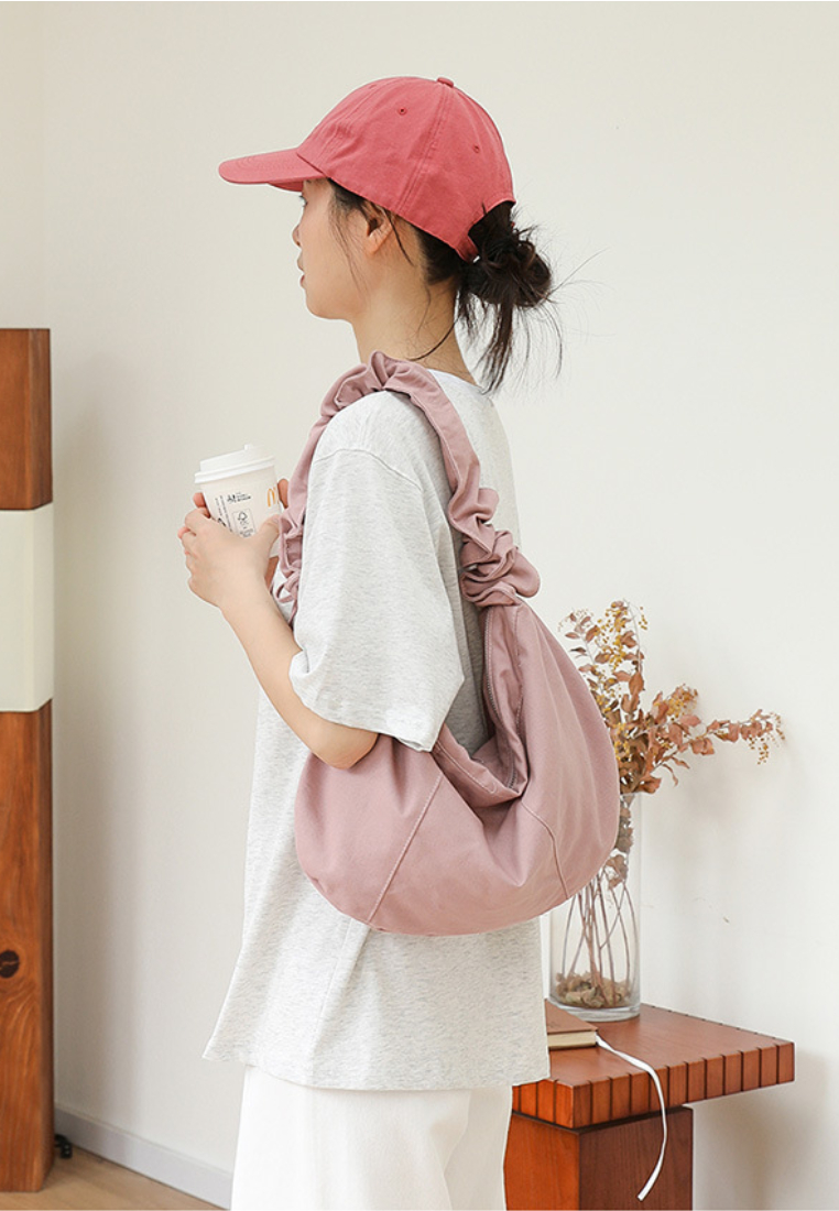 Casual Ruched Strap Canvas Hobo Bag K26051905
