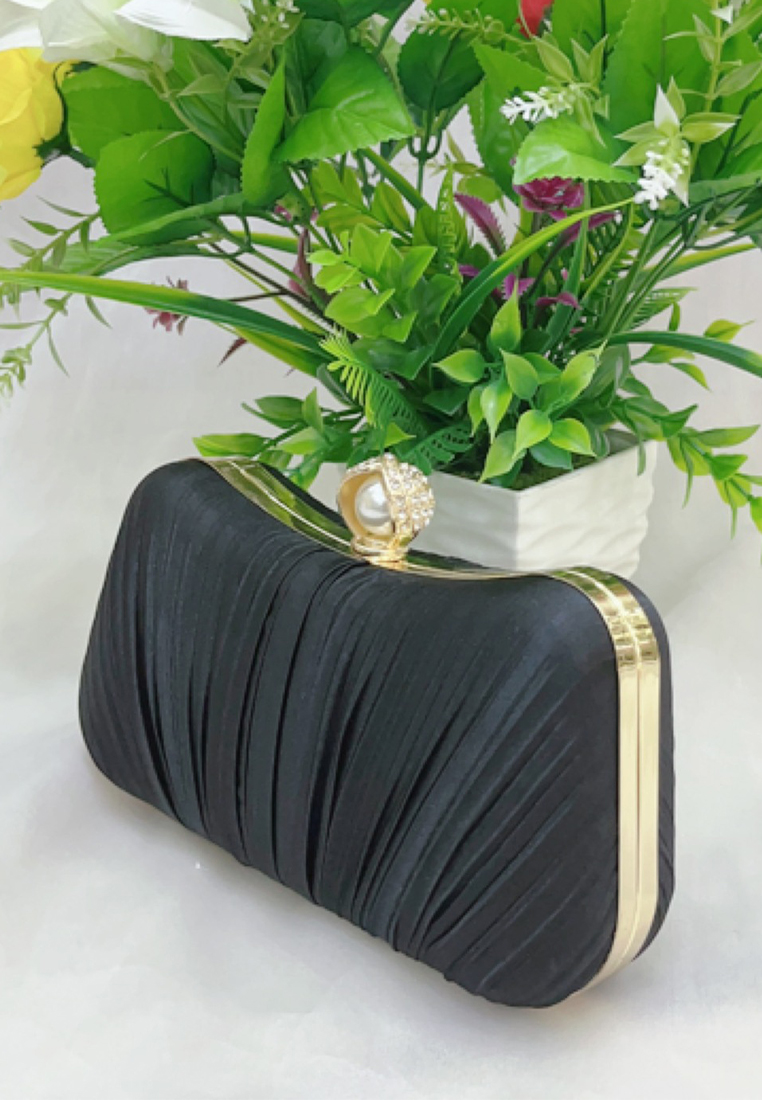 Elegant solid color evening gown party handbag CA24121011BK