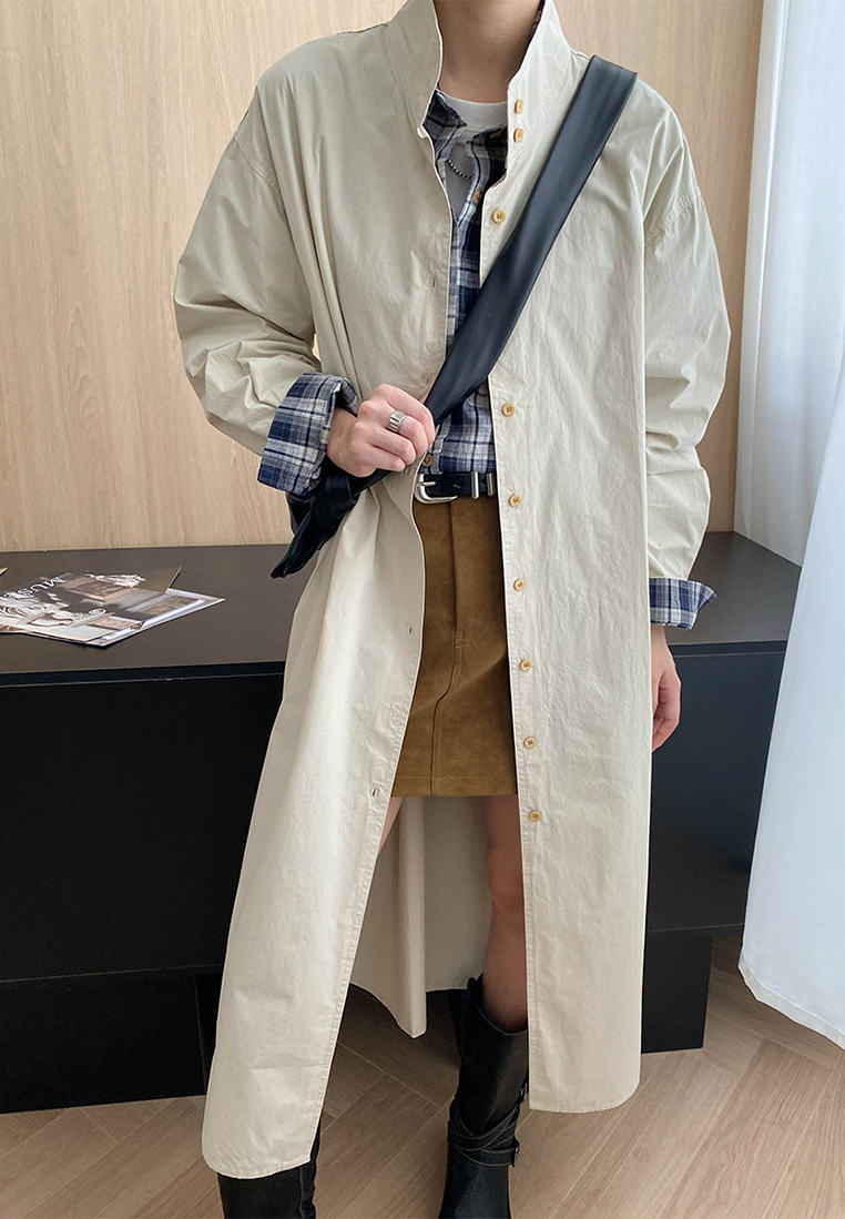 New tie waist long trench coat dress CA25092511BW