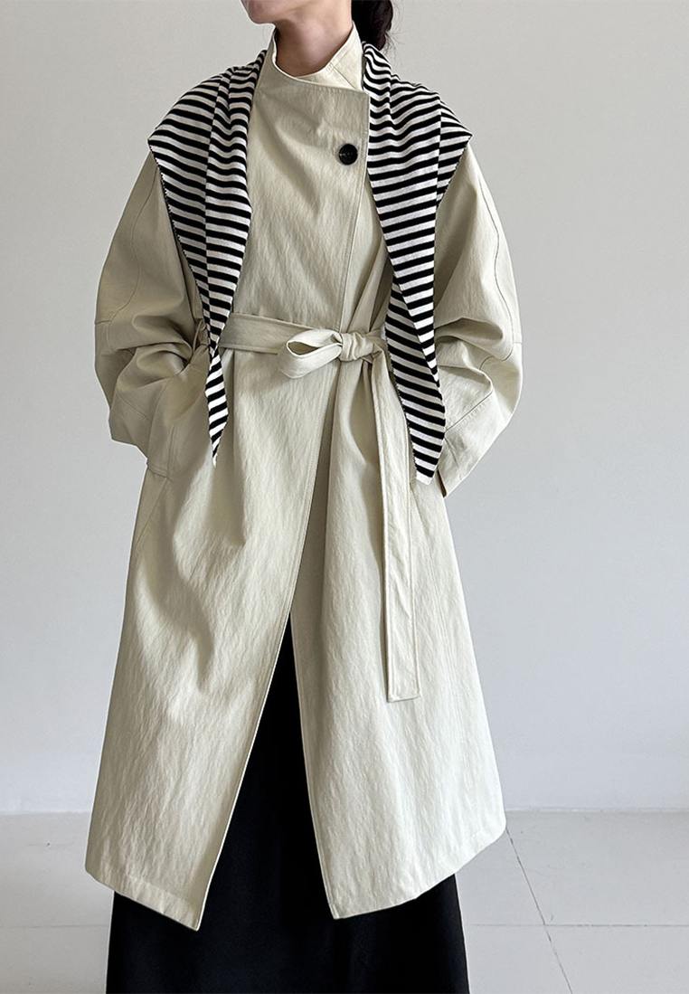 New Autumn Loose-fitting Mid-length Trench Coat CA25102411GY