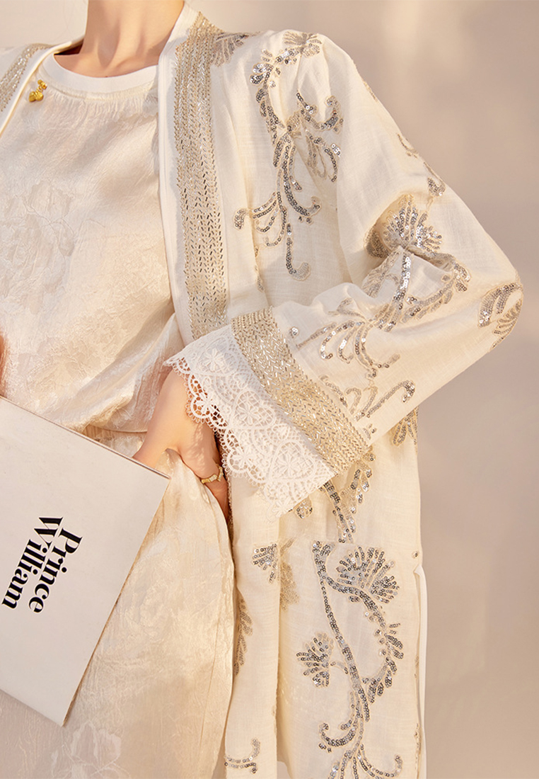 2024 Autumn high end fashion sequin embroidered top CA24090311BK