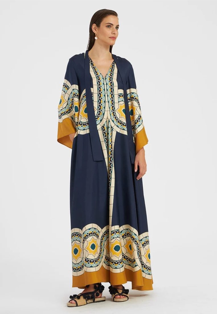 New color blocked printed dress CA241128111BK