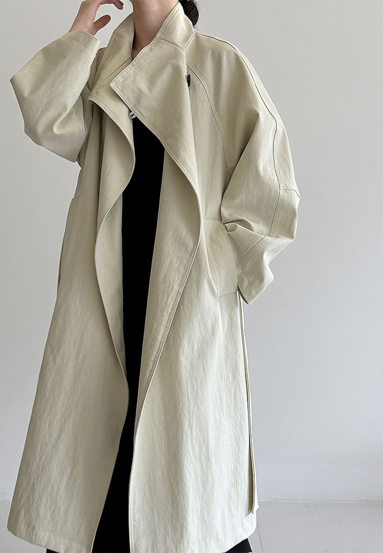New Autumn Loose-fitting Mid-length Trench Coat CA25102411GY