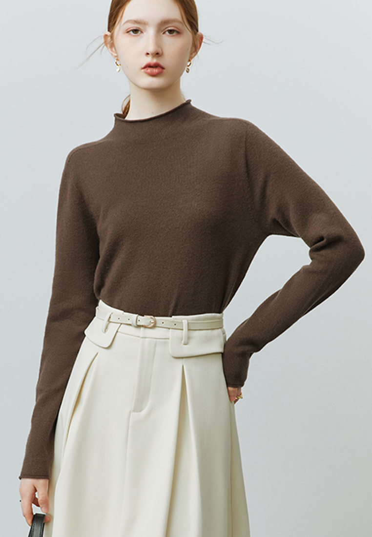 Autumn and winter solid color inner half turtleneck wool bottoming shirt for women CA120411W
