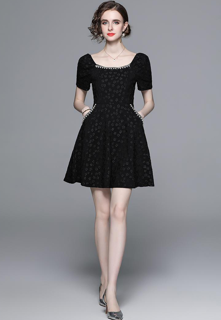 French tea break tutu skirt with puff sleeves and elegant dress CA1005115