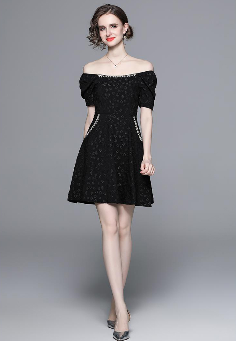 French tea break tutu skirt with puff sleeves and elegant dress CA1005115