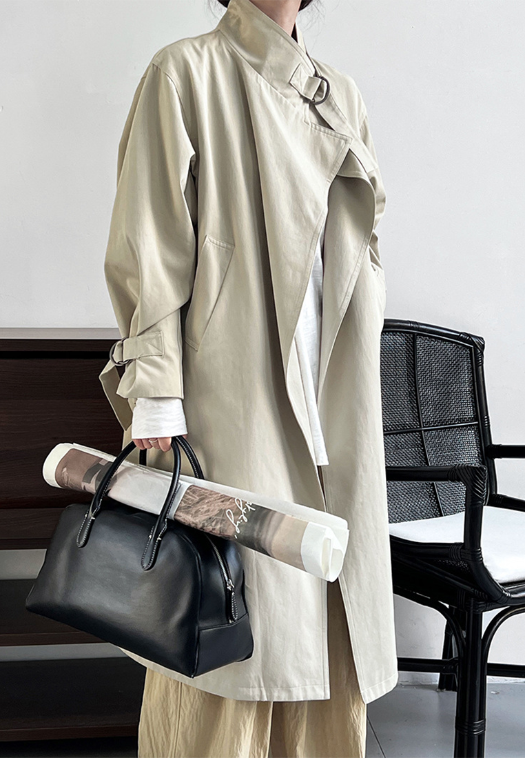 Autumn Minimalist British Style Mid-Length Trench Coat CA25102412BE