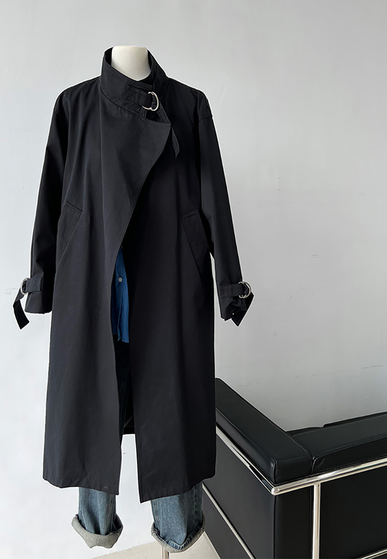 Autumn Minimalist British Style Mid-Length Trench Coat CA25102412BE