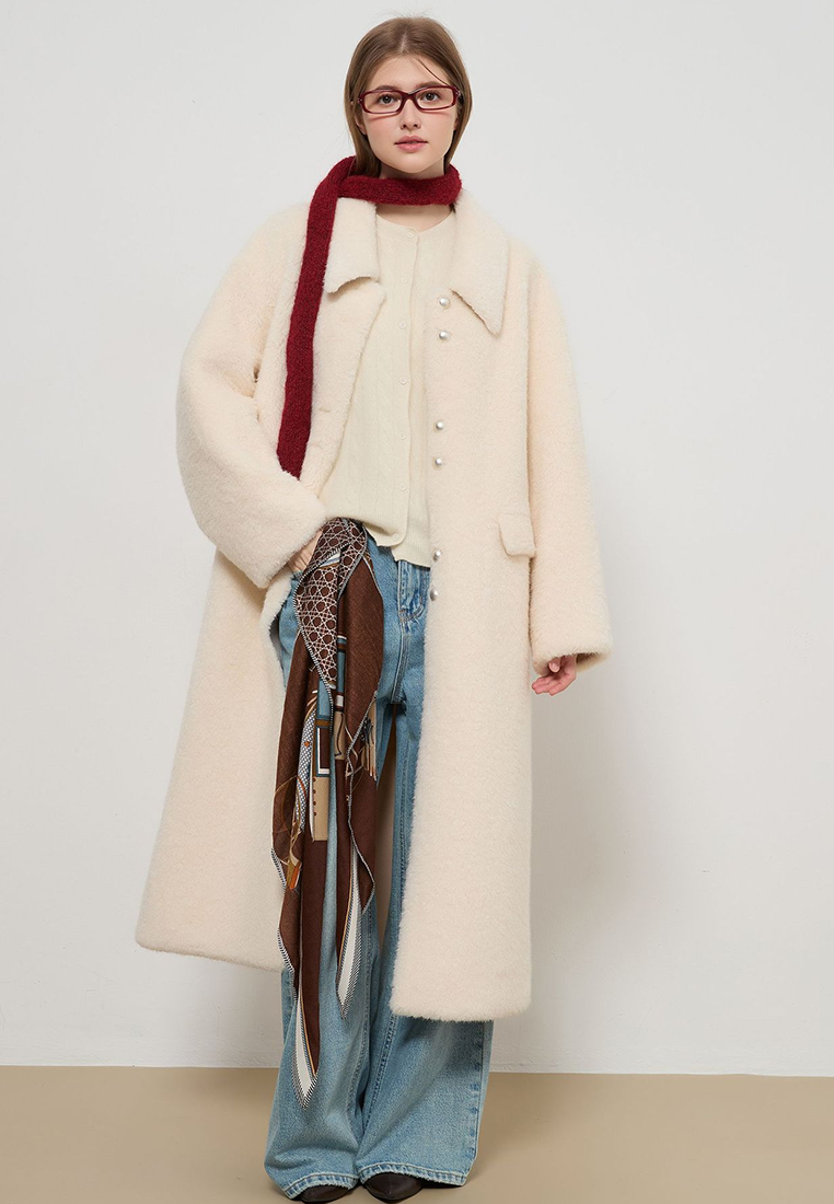 New Lazy-Style Long Shearling Tweed Jacket CA25110712BE