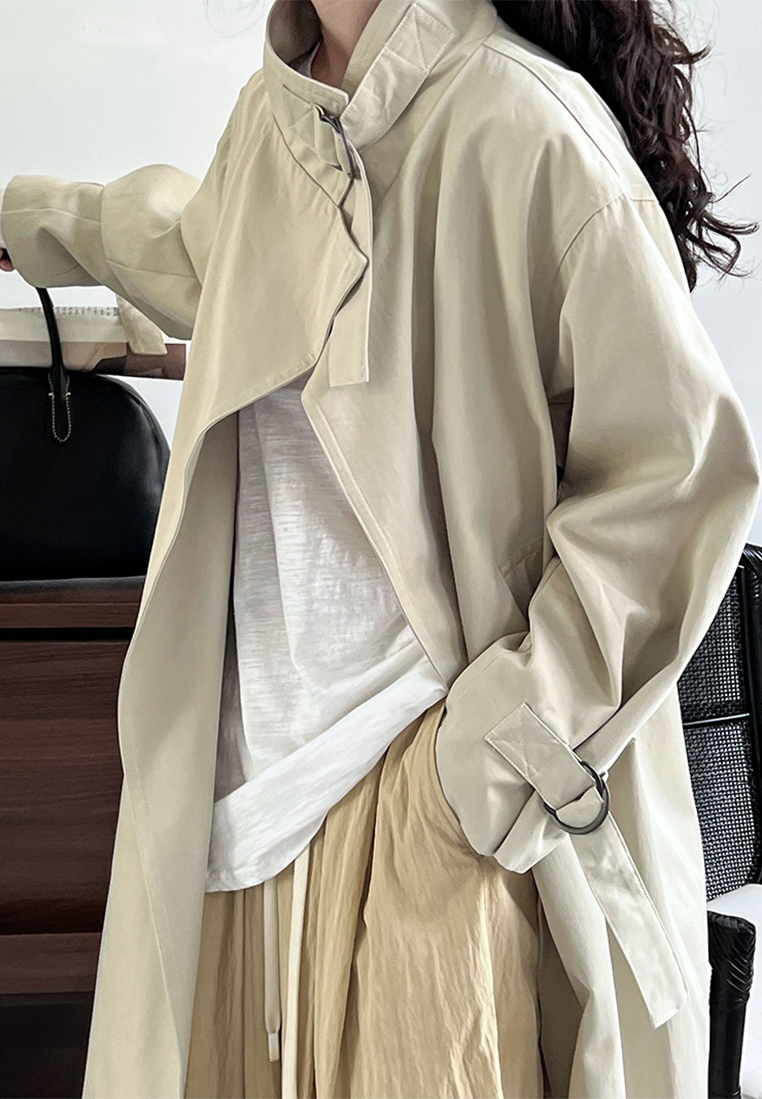 Autumn Minimalist British Style Mid-Length Trench Coat CA25102412BE