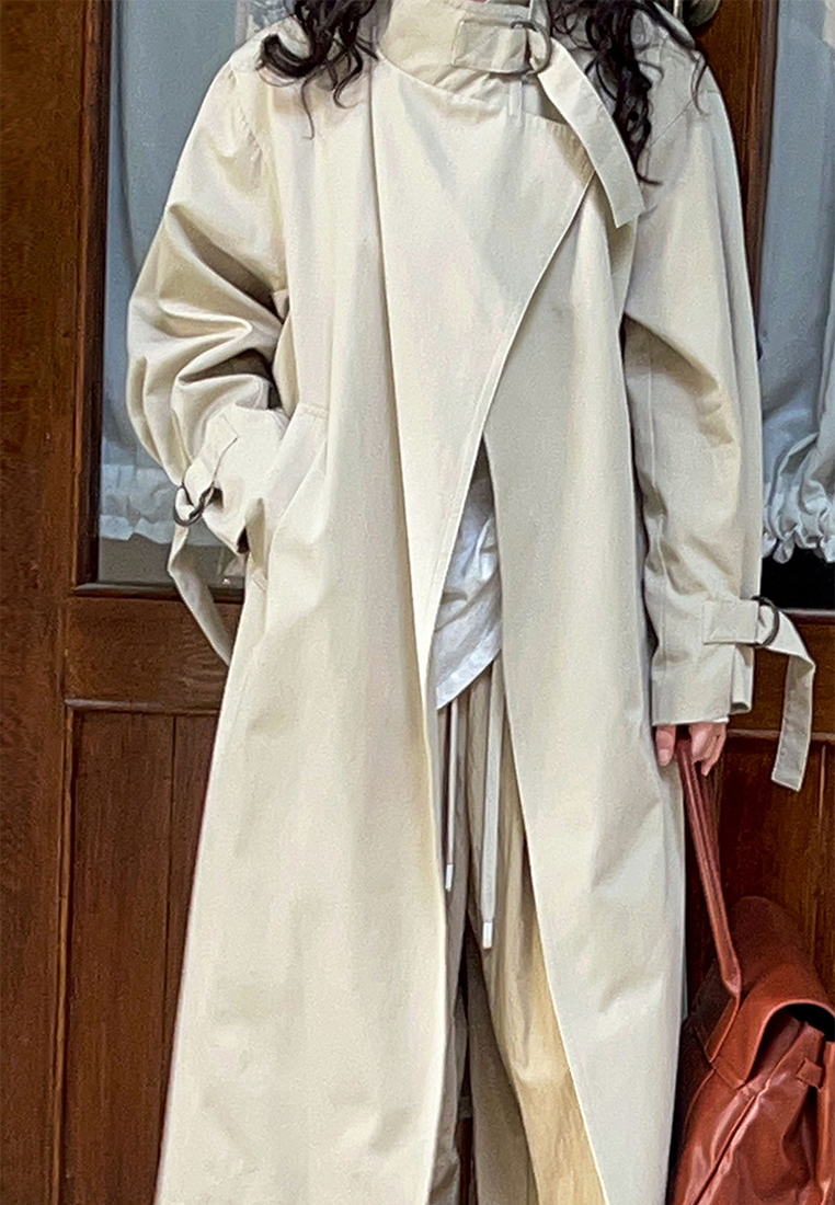 Autumn Minimalist British Style Mid-Length Trench Coat CA25102412BE