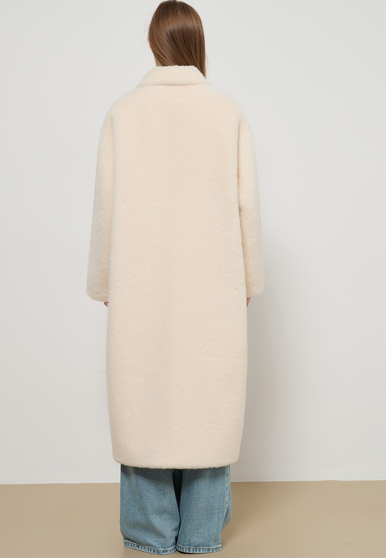 New Lazy-Style Long Shearling Tweed Jacket CA25110712BE