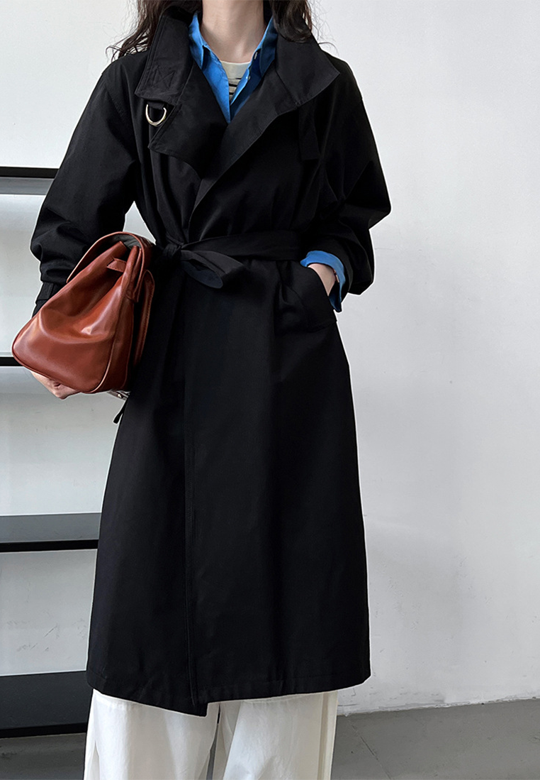 Autumn Minimalist British Style Mid-Length Trench Coat CA25102412BE