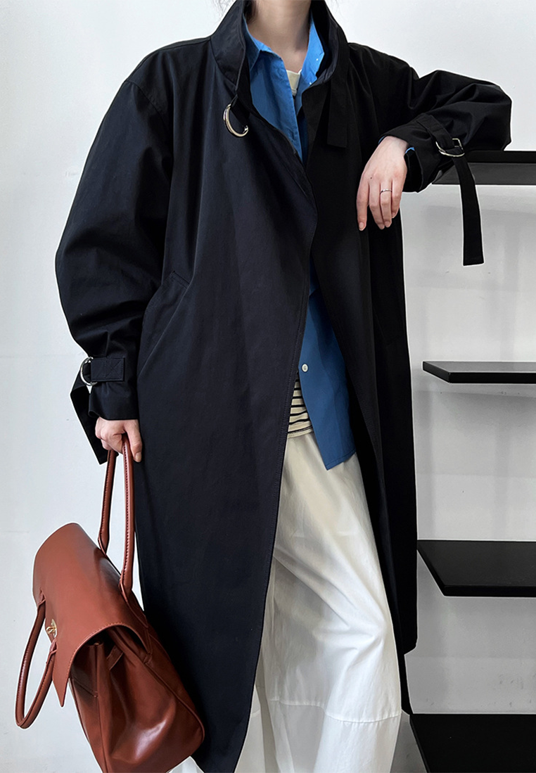 Autumn Minimalist British Style Mid-Length Trench Coat CA25102412BE