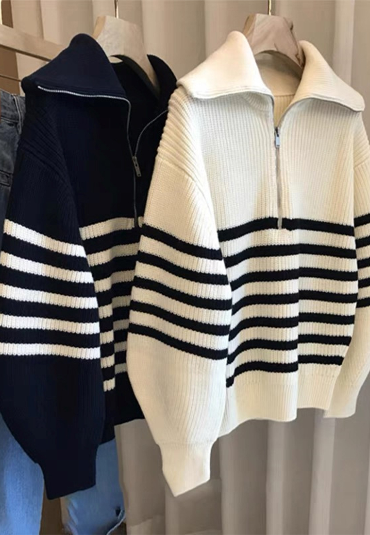 French collar half-zip sweater autumn knit base layer CA110212W