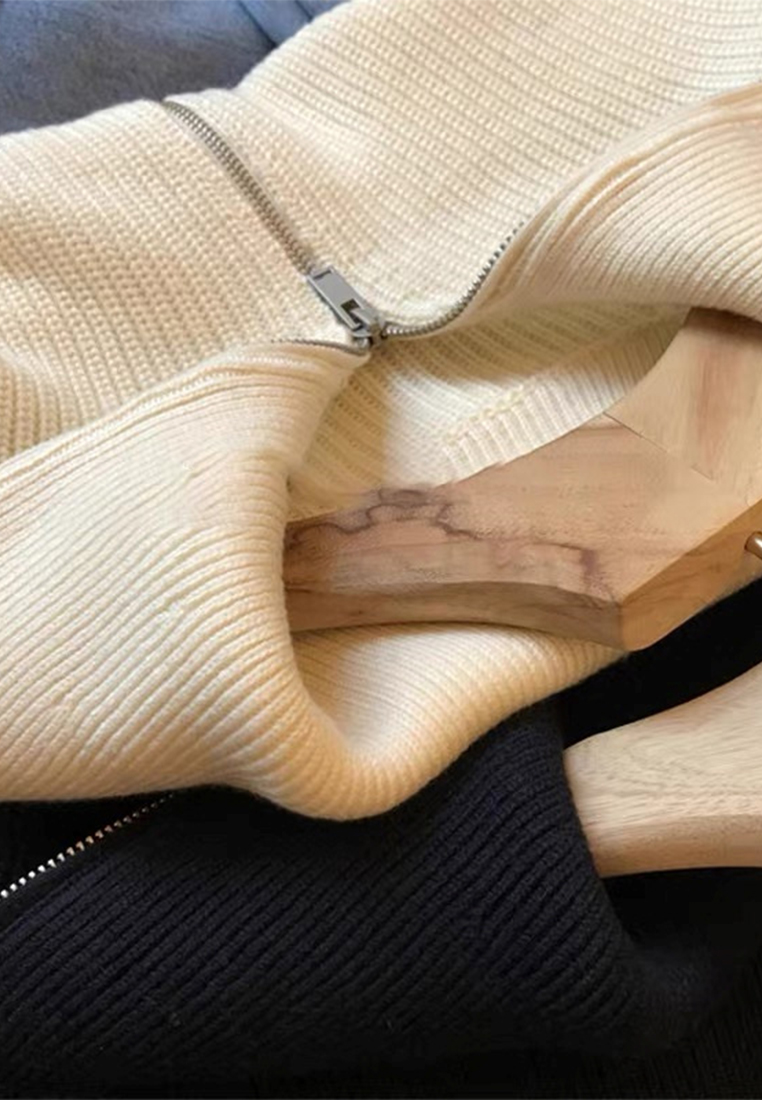 French collar half-zip sweater autumn knit base layer CA110212W