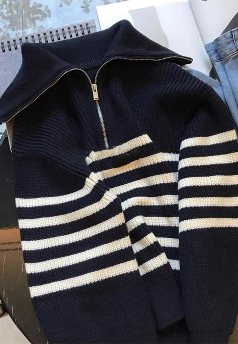 French collar half-zip sweater autumn knit base layer CA110212W