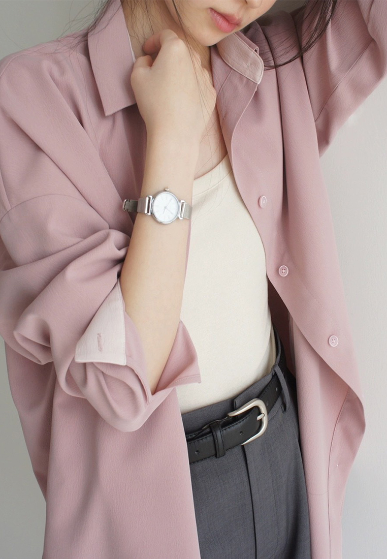 Pink contrasting long sleeved loose shirt CA24111212PI