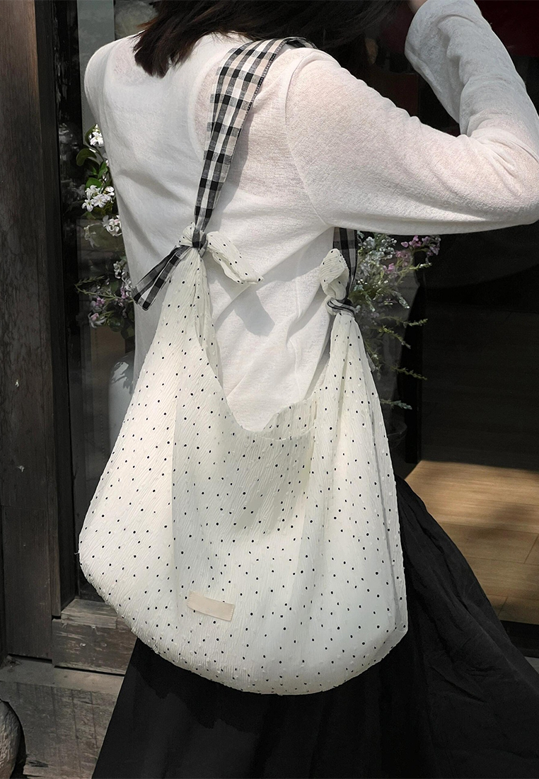 2025 homemade polka dot canvas hand-held underarm bag CA25042312W