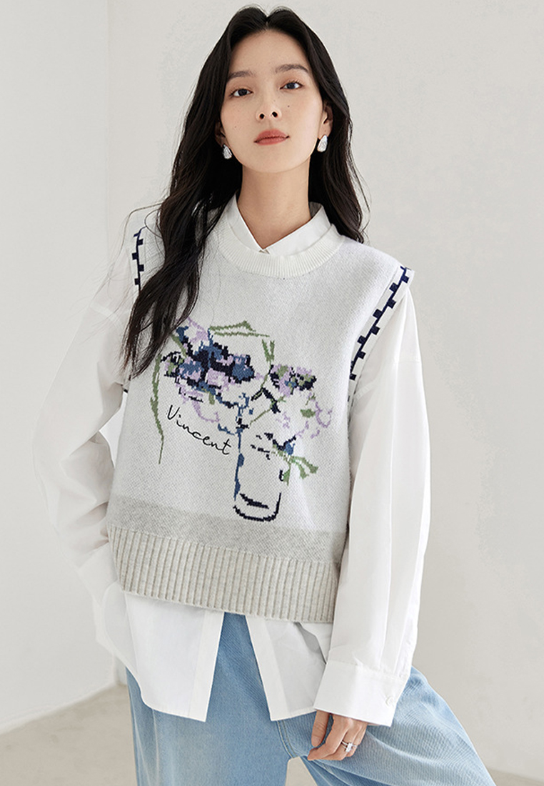 Sleeveless knitted vest lazy style vest sweater CA120412