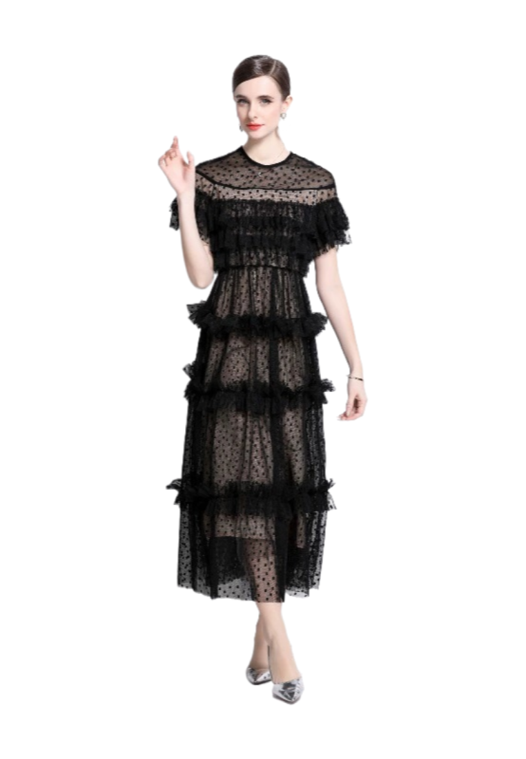 2025 new black polka dot dress CA25031212BK