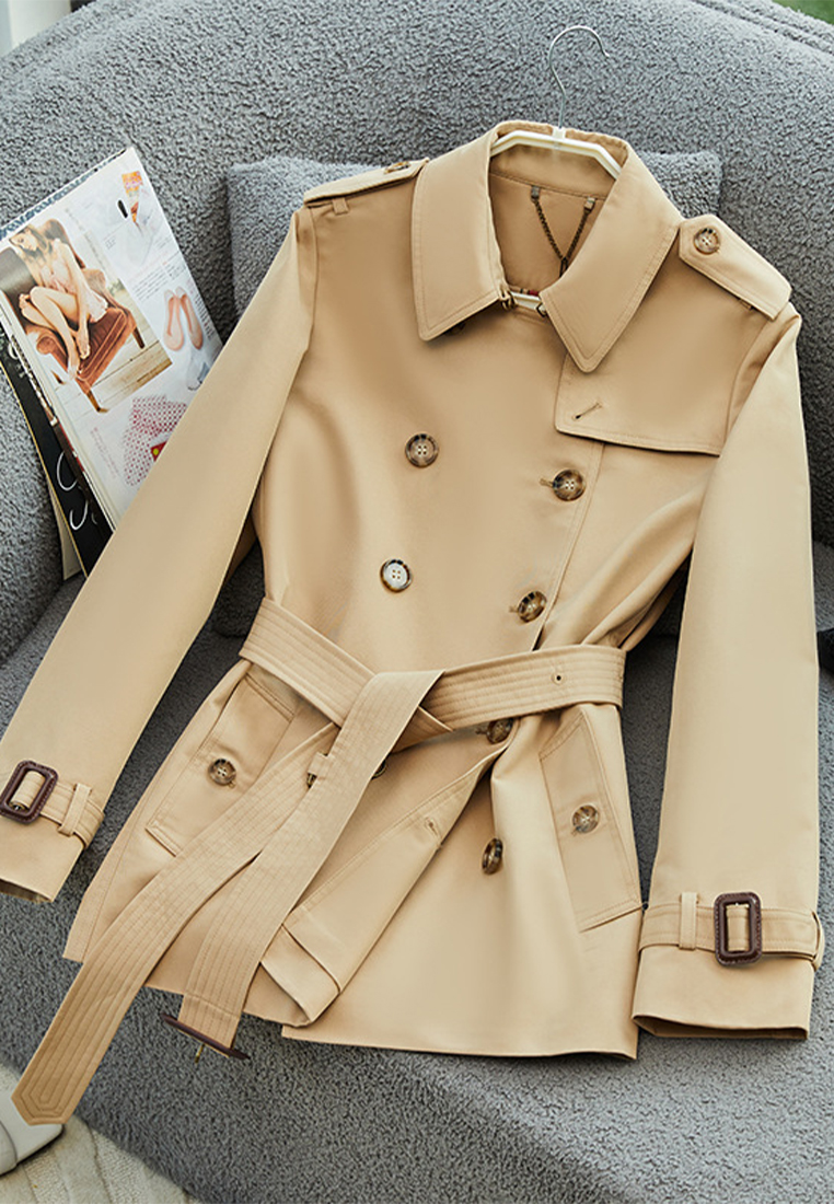 British style classic double-breasted high end temperament windbreaker CA101712W