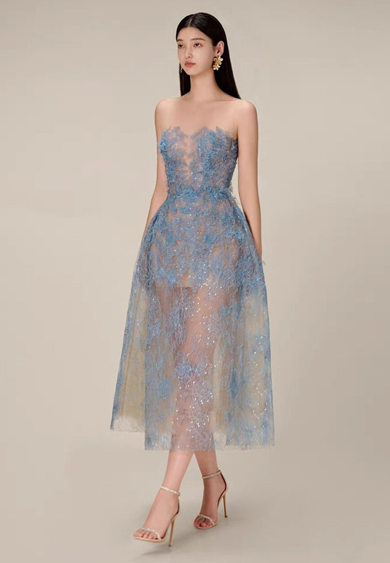 2024 Lace Dress with Elegance Three Dimensional Flower Sequins CA4021912BL