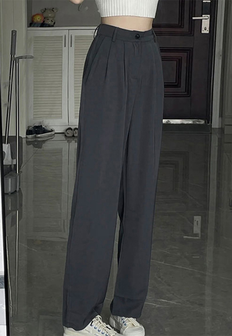 2024 New High Waist Suit Pants Loose and Casual Straight Leg Pants CA24031912GY