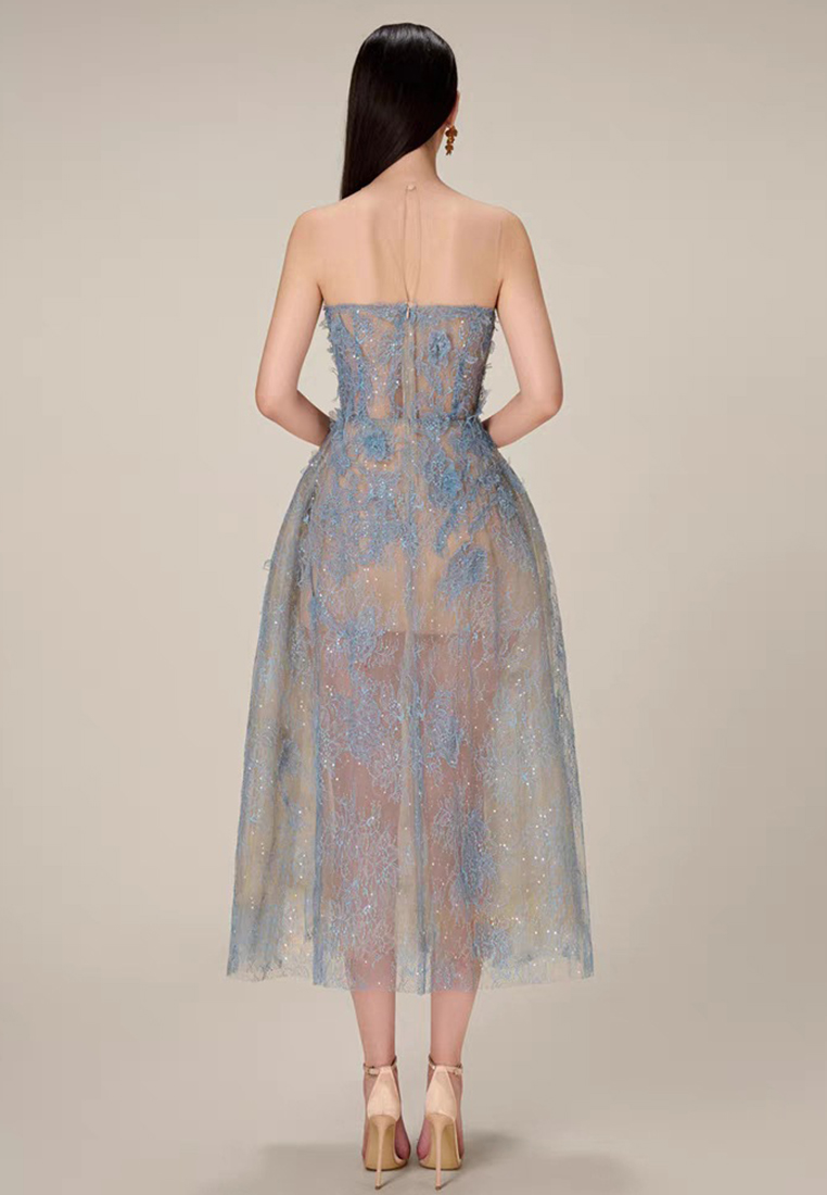 2024 Lace Dress with Elegance Three Dimensional Flower Sequins CA4021912BL