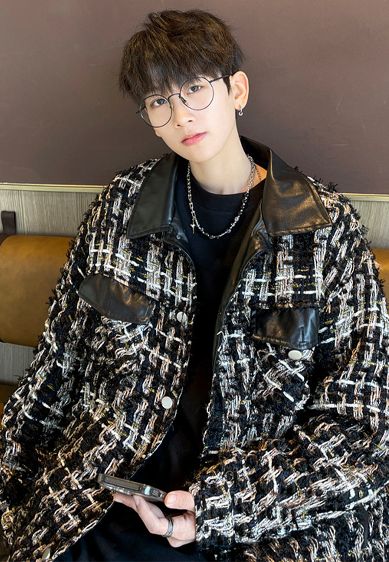 Autumn loose high-end men's leather jacket CA24101412BK