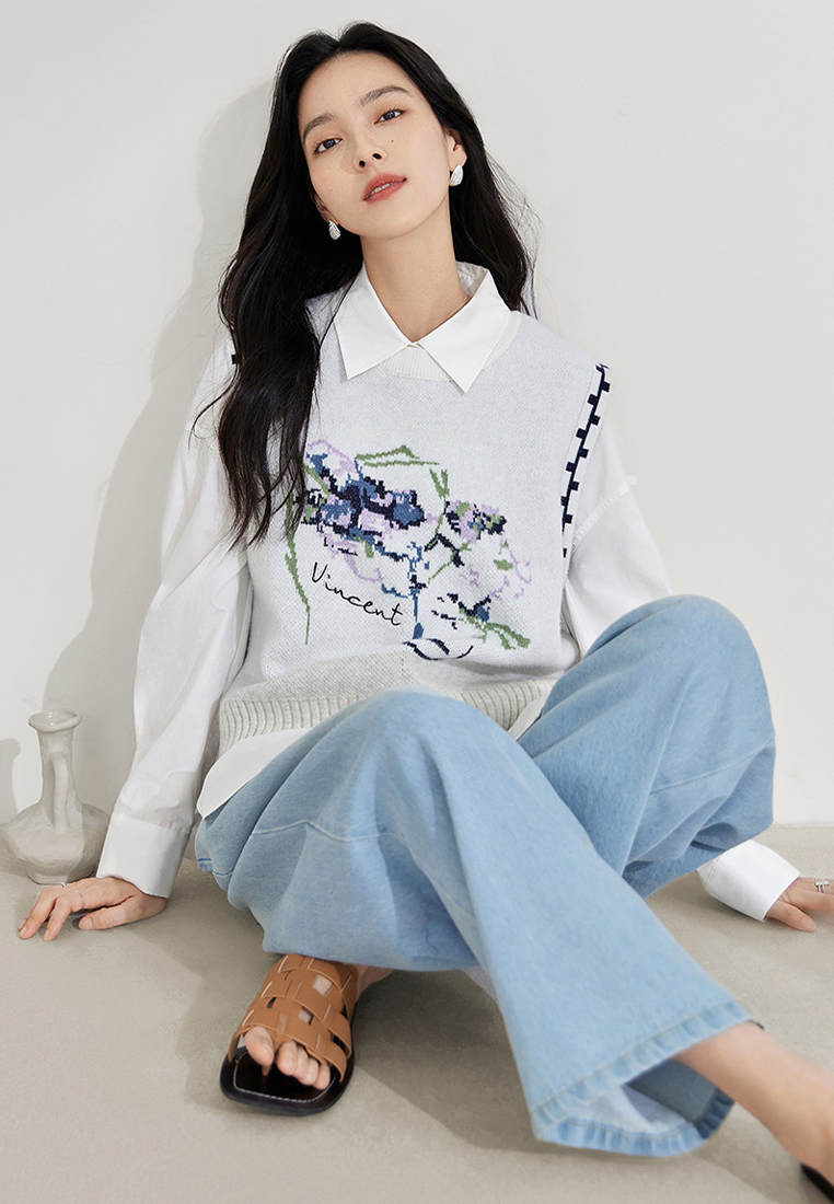 Sleeveless knitted vest lazy style vest sweater CA120412