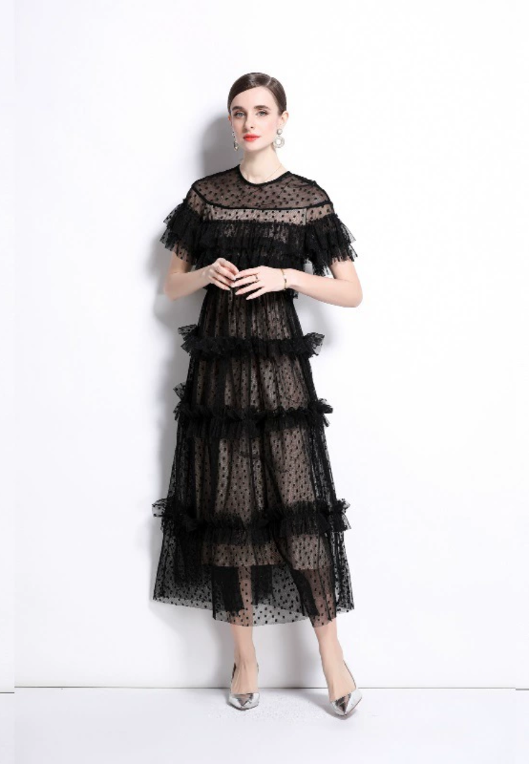 2025 new black polka dot dress CA25031212BK