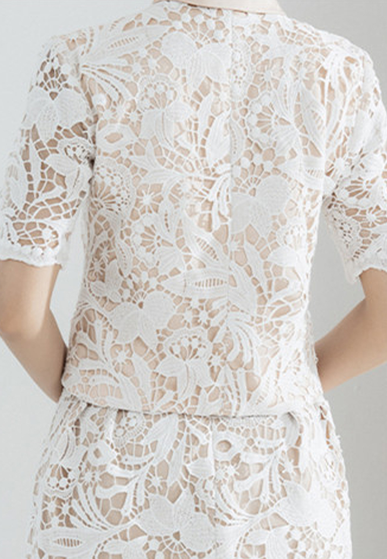 Summer new style suit collar top lace skirt fashion suit CA25060312W