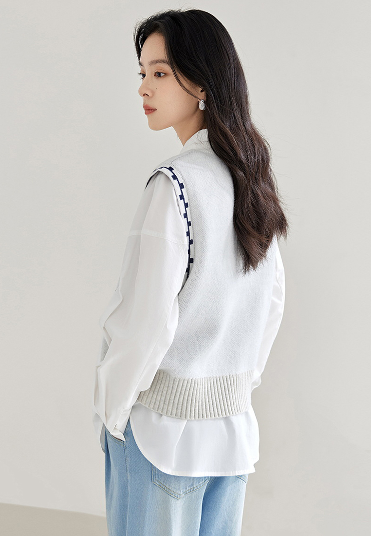 Sleeveless knitted vest lazy style vest sweater CA120412