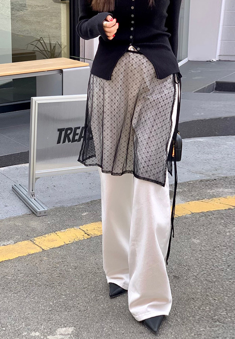 2024 New White Fashion Straight Solid Pants CA24041012W