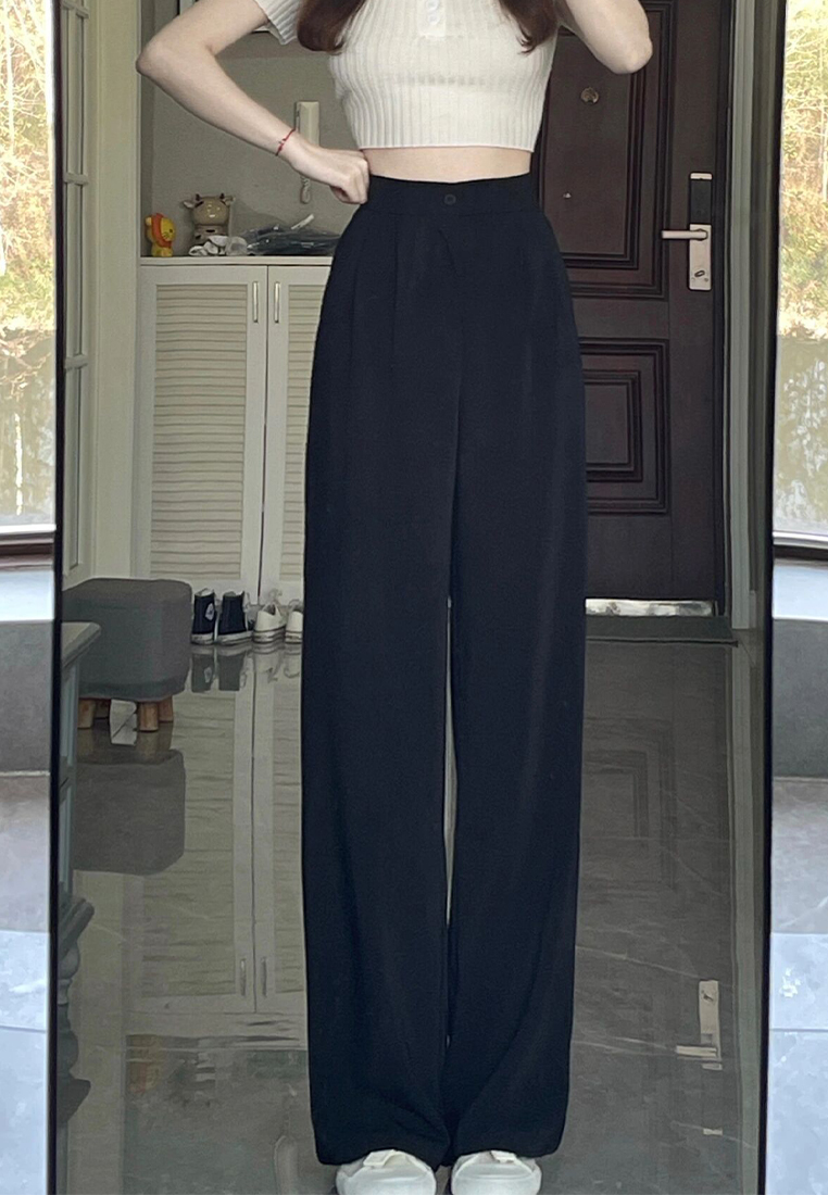 2024 New High Waist Suit Pants Loose and Casual Straight Leg Pants CA24031912GY