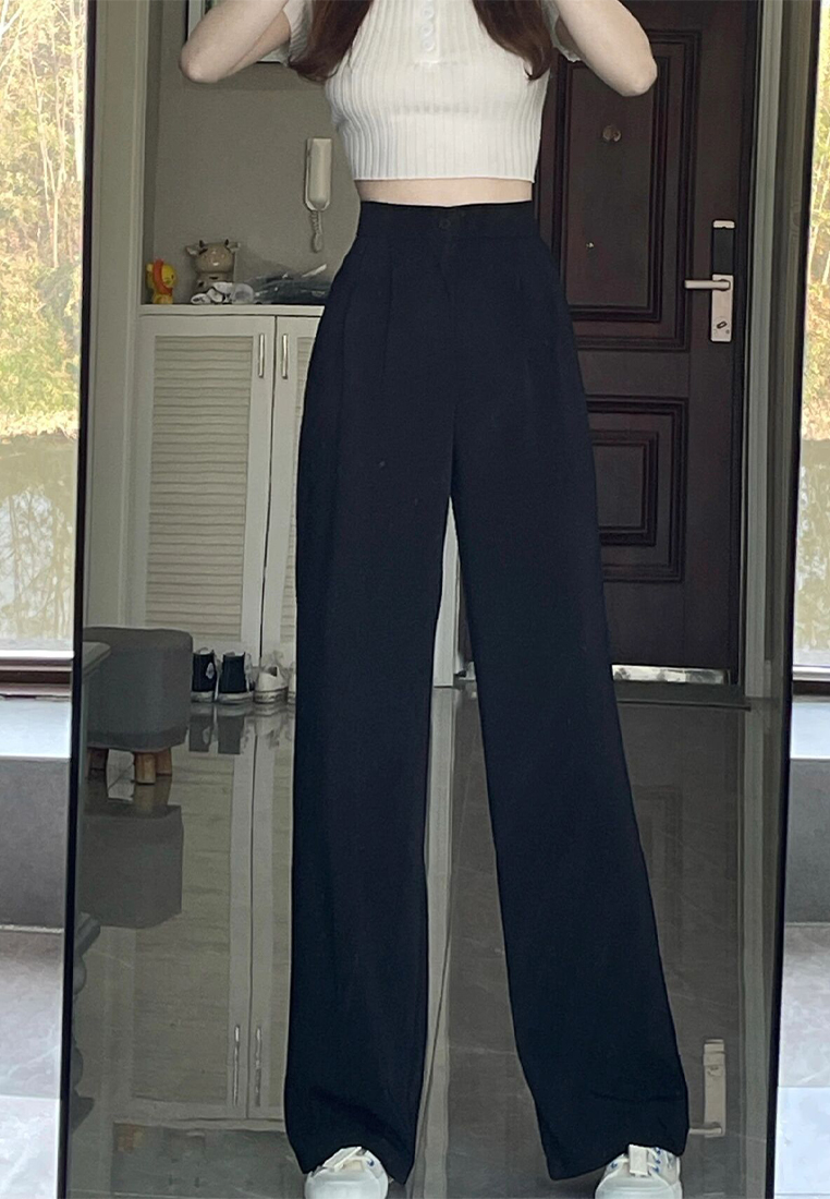 2024 New High Waist Suit Pants Loose and Casual Straight Leg Pants CA24031912GY