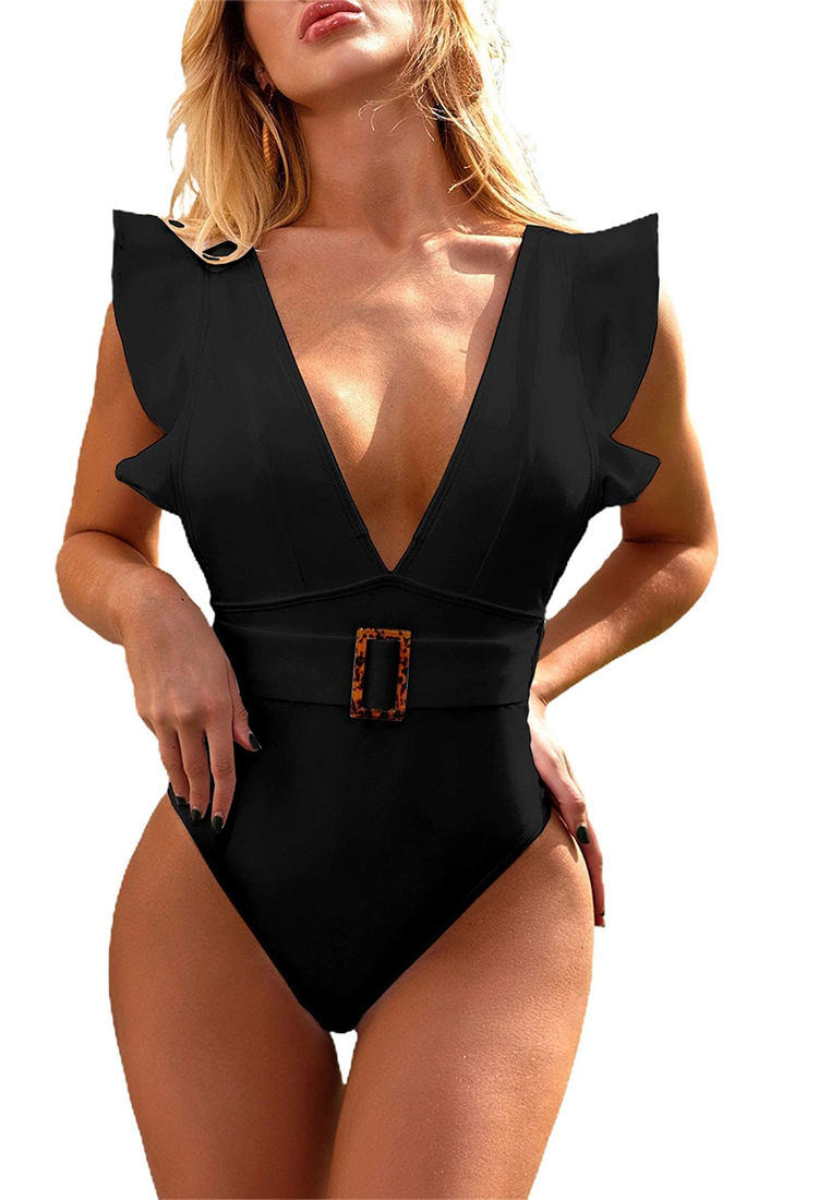 New European and American solid color nylon swimsuit CA25030512PI