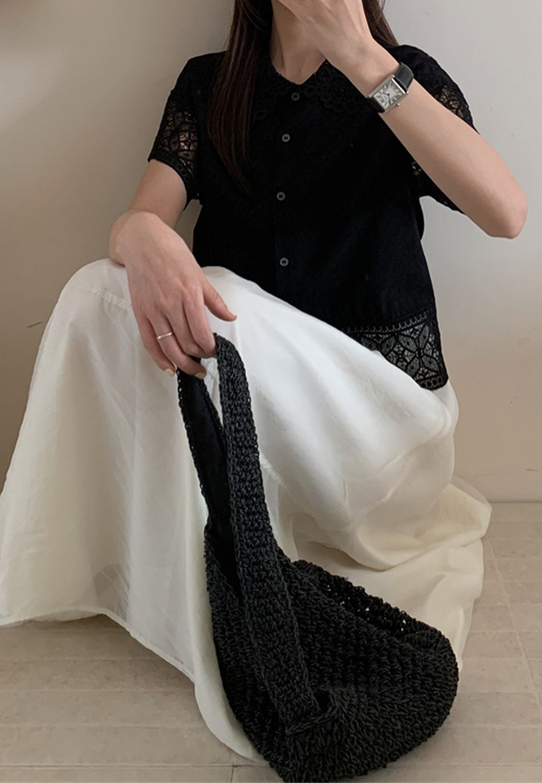 Korean version gentle lace and lace top CA25042912BK