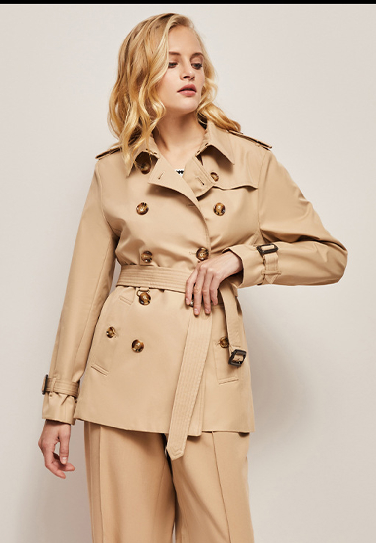 British style classic double-breasted high end temperament windbreaker CA101712W