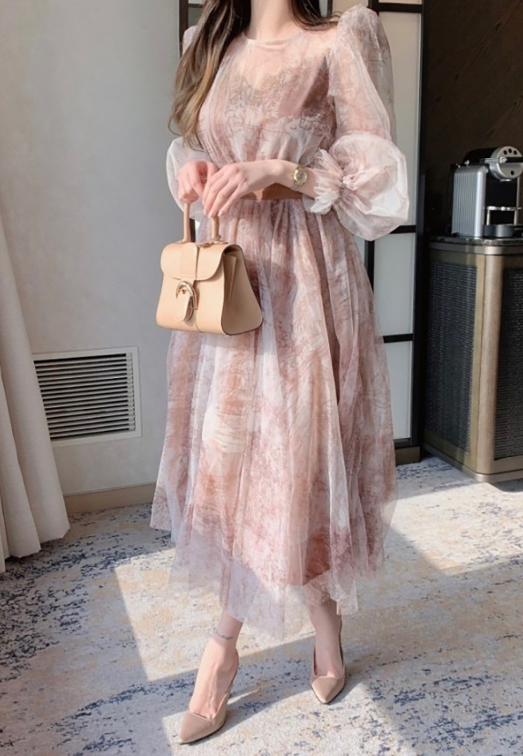 New Spring French Lace-up Waist Dress CA25021302BL