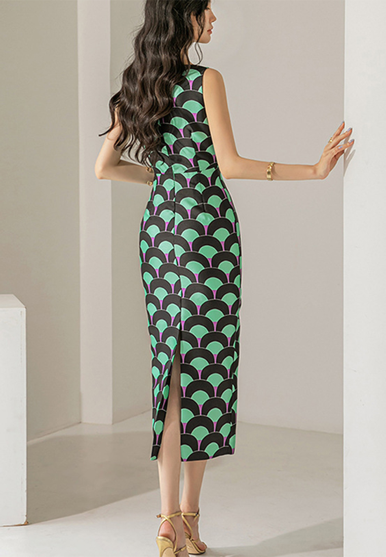 New fashionable and elegant printed sleeveless vest dress CA1005122